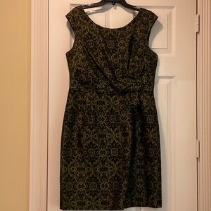 Kay Unger Black and Gold Floral Mini Dress